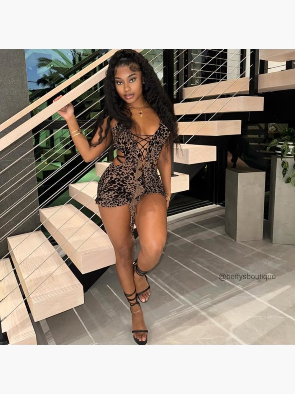 Sexy Leopard Print Mesh Romper Sleeveless Bodycon Shorts Jumpsuit Y2K One Piece - Picture 2 of 7